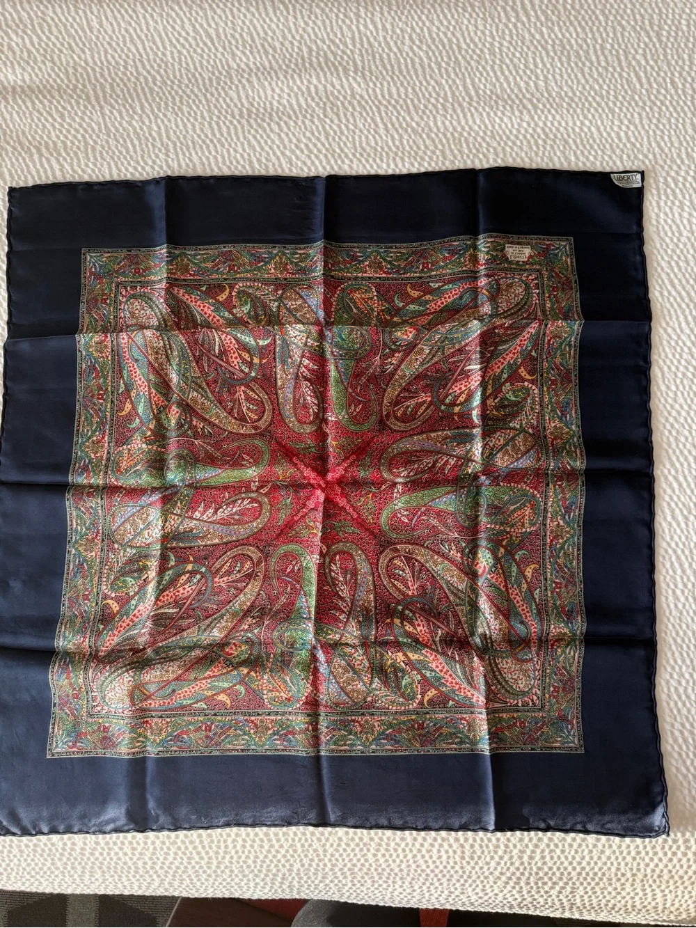 Liberty of London Silk Scarf Navy Paisley 26x26